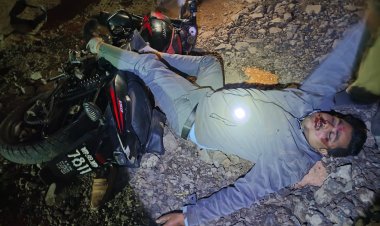 शाजापुर जेल  चौराहे पर बाइक सवार घायल